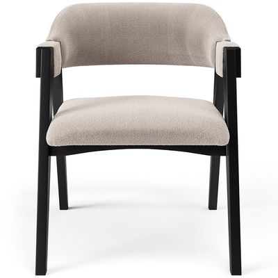 Kit 4 Cadeiras Sala de Jantar Estar Living Estofada Suran L02 Preto Bouclê Creme - Lyam Decor