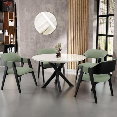 Kit 4 Cadeiras Sala de Jantar Estar Living Estofada Suran L02 Preto Bouclê Oliva - Lyam Decor