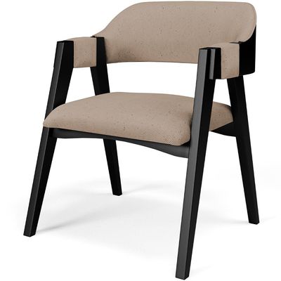 Kit 4 Cadeiras Sala de Jantar Estar Living Estofada Suran L02 Preto Linho Bege Escuro - Lyam Decor