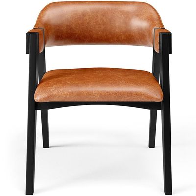 Kit 4 Cadeiras Sala de Jantar Estar Living Estofada Suran L02 Preto Couríssimo Camel - Lyam Decor
