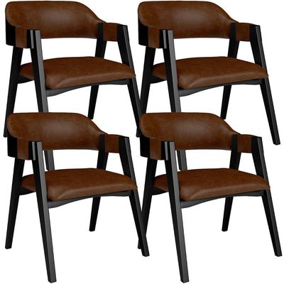 Kit 4 Cadeiras Sala de Jantar Estar Living Estofada Suran L02 Preto Couríssimo Marrom - Lyam Decor