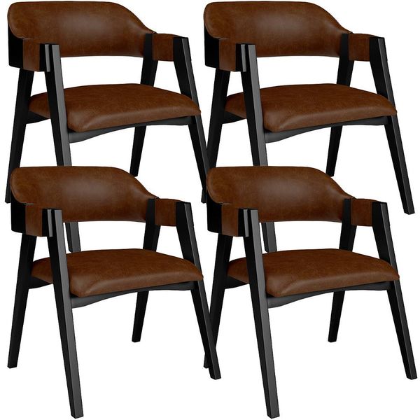 Kit 4 Cadeiras Sala de Jantar Estar Living Estofada Suran L02 Preto Couríssimo Marrom - Lyam Decor