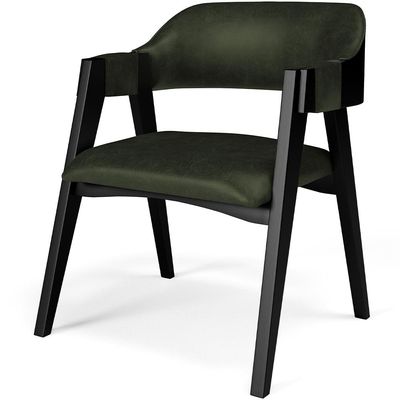 Kit 4 Cadeiras Sala de Jantar Estar Living Estofada Suran L02 Preto Couríssimo Verde Musgo - Lyam Decor