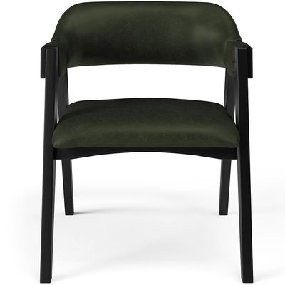 Kit 4 Cadeiras Sala de Jantar Estar Living Estofada Suran L02 Preto Couríssimo Verde Musgo - Lyam Decor