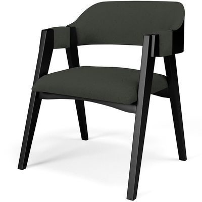 Kit 4 Cadeiras Sala de Jantar Estar Living Estofada Suran L02 Preto Linho Verde Musgo - Lyam Decor