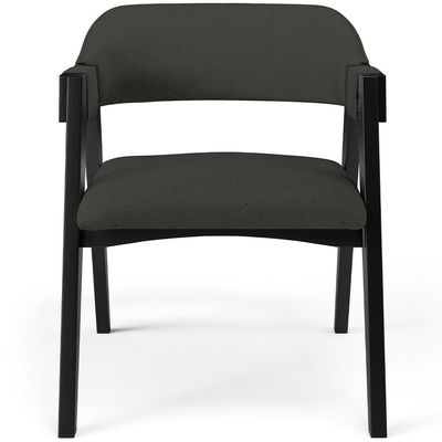 Kit 4 Cadeiras Sala de Jantar Estar Living Estofada Suran L02 Preto Linho Verde Musgo - Lyam Decor