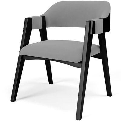 Kit 4 Cadeiras Sala de Jantar Estar Living Estofada Suran L02 Preto Suede Cinza - Lyam Decor