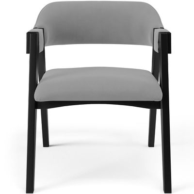 Kit 4 Cadeiras Sala de Jantar Estar Living Estofada Suran L02 Preto Suede Cinza - Lyam Decor