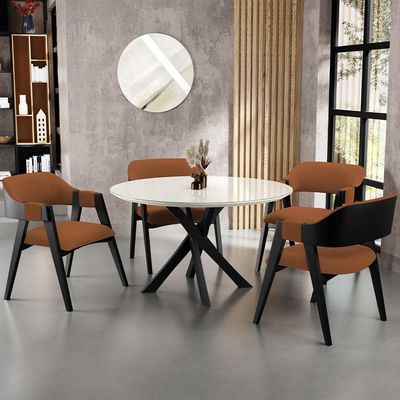 Kit 4 Cadeiras Sala de Jantar Estar Living Estofada Suran L02 Preto Bouclê Terracota - Lyam Decor