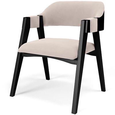 Kit 4 Cadeiras Sala de Jantar Estar Living Estofada Suran L02 Preto Suede Bege - Lyam Decor