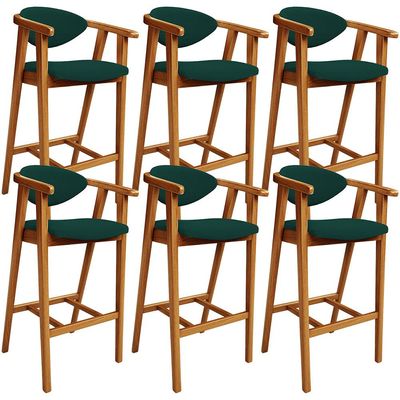 Kit 06 Banquetas Alta Para Cozinha Bancada Bar Sala de Jantar Fixa Cecília L02 Bouclê Verde - Lyam