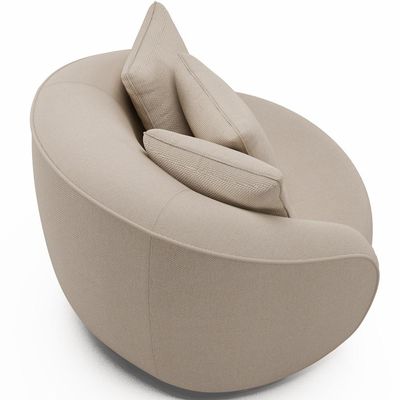 Poltrona Decorativa Para Sala de Estar Base Giratória Witta M03 Linho Cru - Lyam Decor