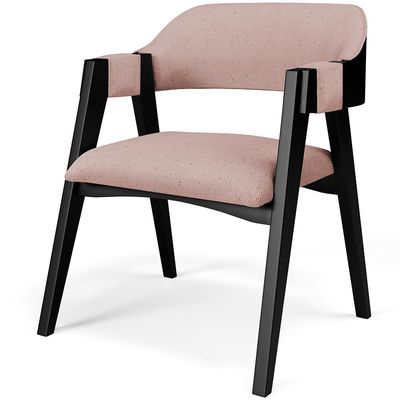 Kit 4 Cadeiras Sala de Jantar Estar Living Estofada Suran L02 Preto Linho Rosê - Lyam Decor