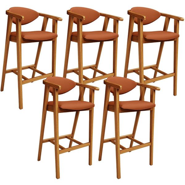 Kit 06 Banquetas Alta Cozinha Bancada Bar Sala de Jantar Fixa Cecília L02 Tecido Terracota - Lyam