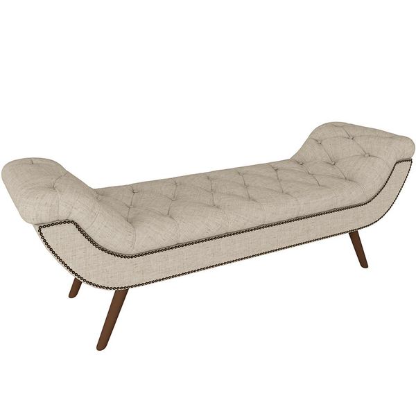 Puff Recamier Decorativo com Tachas 160 cm Santorini P05 Linho Bege Claro - Lyam Decor Puff Recamier Decorativo com Tachas 160 cm Santorini P05 Linho Bege Claro - Lyam Decor