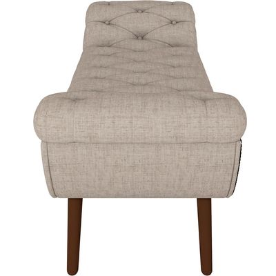 Puff Recamier Decorativo com Tachas 160 cm Santorini P05 Linho Bege Claro - Lyam Decor