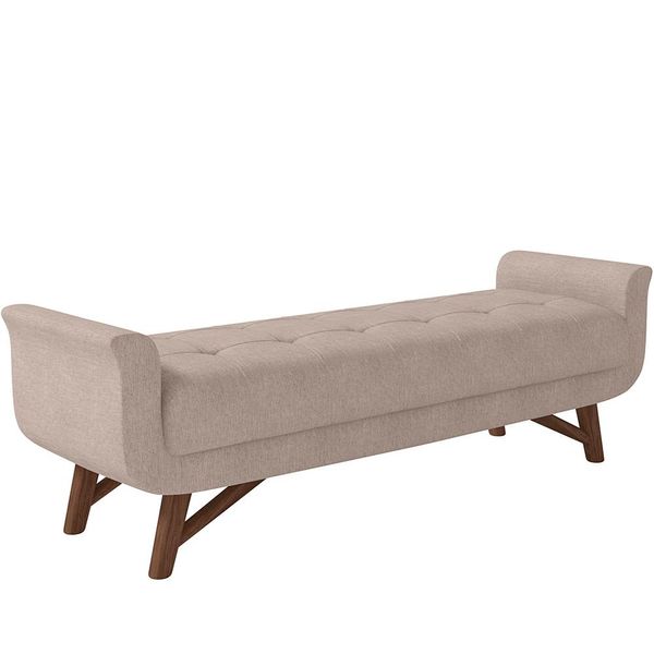 Puff Recamier Decorativo com Pés em Madeira 160 cm Itália P05 Linho Bege - Lyam Decor Puff Recamier Decorativo com Pés em Madeira 160 cm Itália P05 Linho Bege - Lyam Decor