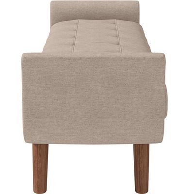 Puff Recamier Decorativo com Pés em Madeira 160 cm Itália P05 Linho Bege - Lyam Decor