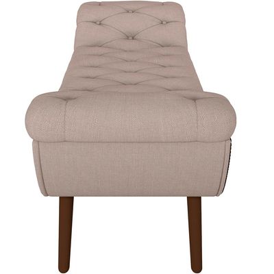 Puff Recamier Decorativo com Tachas 195 cm Santorini P05 Linho Bege - Lyam Decor