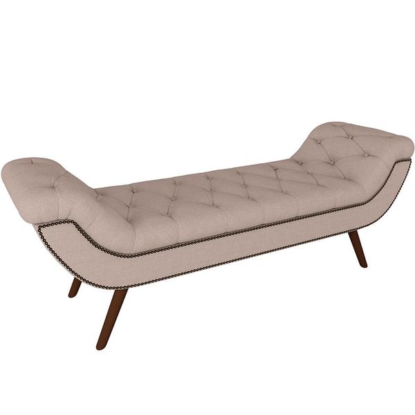 Puff Recamier Decorativo com Tachas 160 cm Santorini P05 Linho Bege - Lyam Decor Puff Recamier Decorativo com Tachas 160 cm Santorini P05 Linho Bege - Lyam Decor