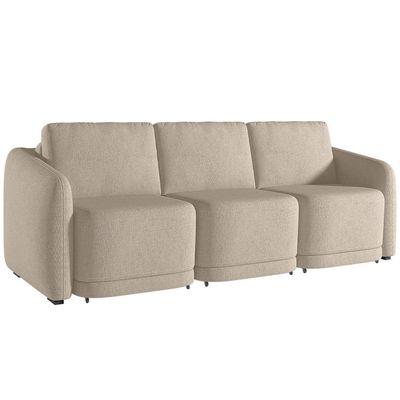 Sofá Cama para Sala de Estar 3 Lugares 306cm Montserrat K01 Linho Bege - Lyam Decor