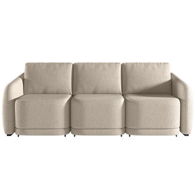 Sofá Cama para Sala de Estar 3 Lugares 306cm Montserrat K01 Linho Bege - Lyam Decor