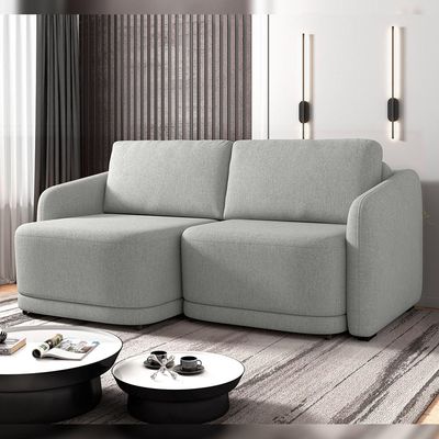 Sofá Cama para Sala de Estar 2 Lugares 216cm Montserrat K01 Linho Cinza - Lyam Decor