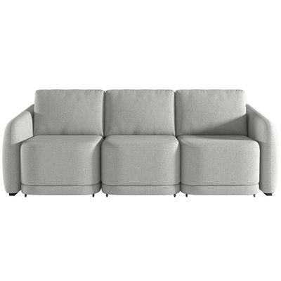 Sofá Cama para Sala de Estar 3 Lugares 276cm Montserrat K01 Linho Cinza - Lyam Decor