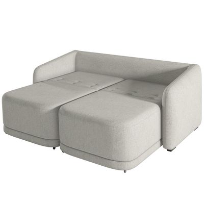 Sofá Cama para Sala de Estar 3 Lugares 236cm Montserrat K01 Linho Cinza - Lyam Decor