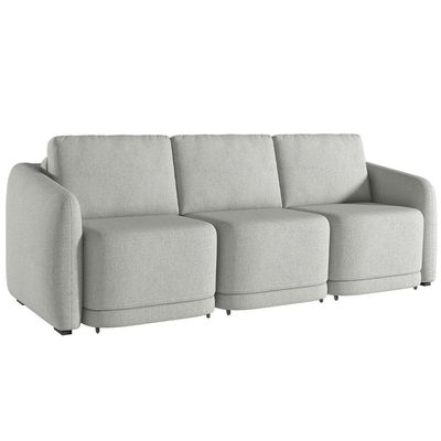 Sofá Cama para Sala de Estar 3 Lugares 306cm Montserrat K01 Linho Cinza - Lyam Decor