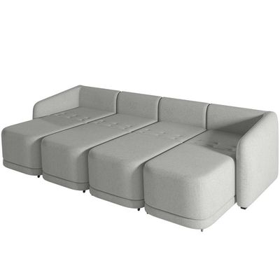 Sofá Cama para Sala de Estar 4 Lugares 396cm Montserrat K01 Linho Cinza - Lyam Decor