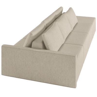 Sofá Ilha Modular para Sala 312cm com Puff Dublin K01 Linho Bege - Lyam Decor