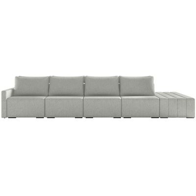 Sofá Ilha Modular para Sala 392cm com Puff Dublin K01 Linho Cinza - Lyam Decor