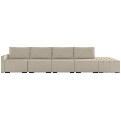 Sofá Ilha Modular para Sala 392cm com Puff Dublin K01 Linho Bege - Lyam Decor