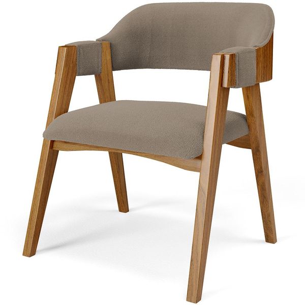 Cadeira Para Sala de Jantar e Estar Living Estofada Suran L02 Bouclê Bege - Lyam
