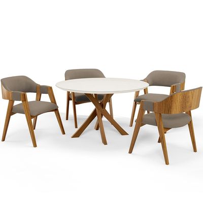 Cadeira Para Sala de Jantar e Estar Living Estofada Suran L02 Bouclê Bege - Lyam