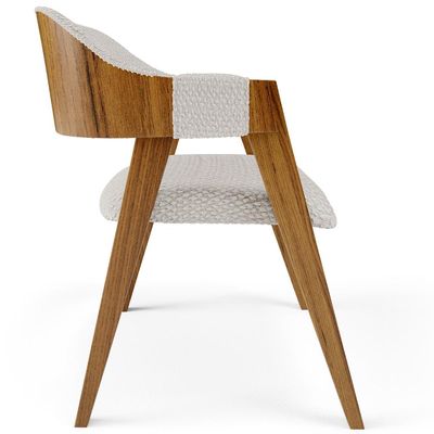 Cadeira Para Sala de Jantar e Estar Living Estofada Suran L02 Bouclê Cru - Lyam
