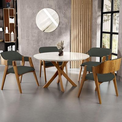 Cadeira Para Sala de Jantar e Estar Living Estofada Suran L02 Linho Verde Musgo - Lyam