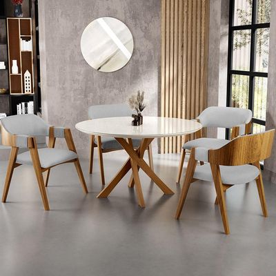 Cadeira Para Sala de Jantar e Estar Living Estofada Suran L02 Linho Cinza - Lyam