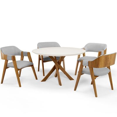 Cadeira Para Sala de Jantar e Estar Living Estofada Suran L02 Linho Cinza - Lyam