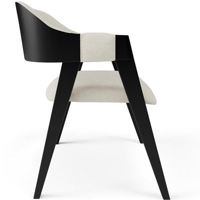 Cadeira Para Sala de Jantar e Estar Living Estofada Suran L02 Preto Linho Champagne - Lyam