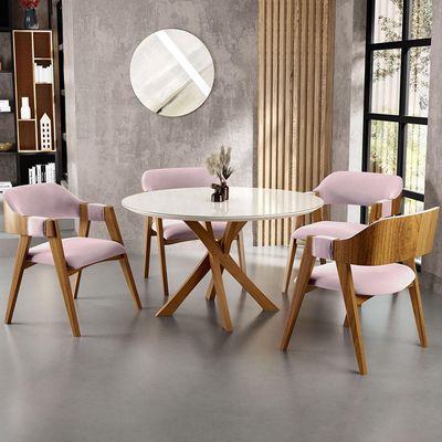 Cadeira Para Sala de Jantar e Estar Living Estofada Suran L02 Suede Rosê - Lyam