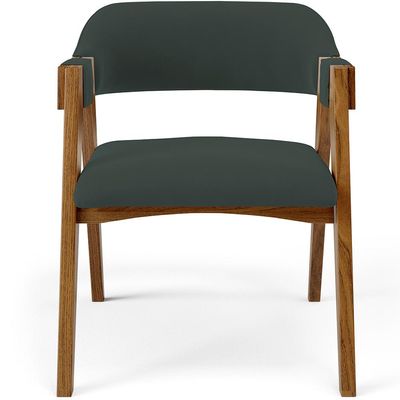 Cadeira Para Sala de Jantar e Estar Living Estofada Suran L02 Suede Verde Musgo - Lyam