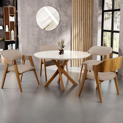 Cadeira Para Sala de Jantar e Estar Living Estofada Suran L02 Linho Bege Escuro - Lyam