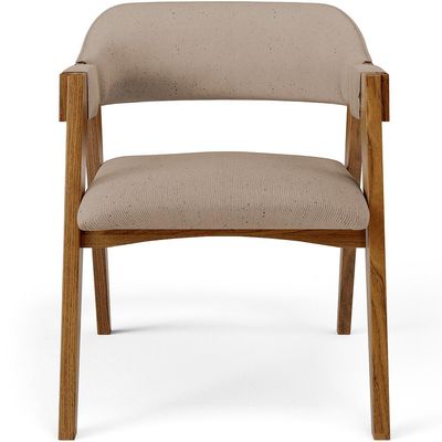 Cadeira Para Sala de Jantar e Estar Living Estofada Suran L02 Linho Bege Escuro - Lyam