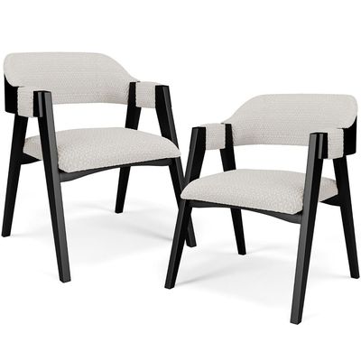 Kit 02 Cadeiras Para Sala de Jantar e Estar Living Estofada Suran L02 Preto Bouclê Cru - Lyam