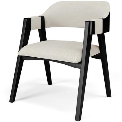 Kit 04 Cadeiras Para Sala de Jantar e Estar Living Estofada Suran L02 Preto Linho Champagne - Lyam