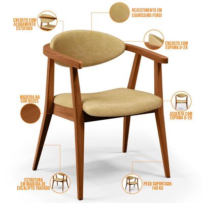Poltrona Decorativa Para Sala De Estar E Recepção Cecília L02 Couríssimo Casco Fendi - Lyam Decor