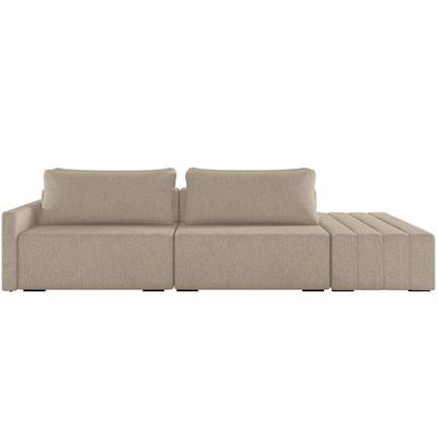 Sofá Ilha Modular para Sala 232cm com Puff Dublin K01 Linho Bege - Lyam Decor