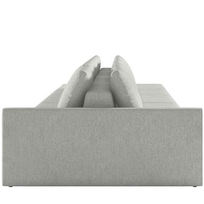 Sofá Ilha Modular para Sala 432cm com Puff Dublin K01 Linho Cinza - Lyam Decor